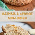 a pinterest image for oatmeal irish soda bread with text overlay.