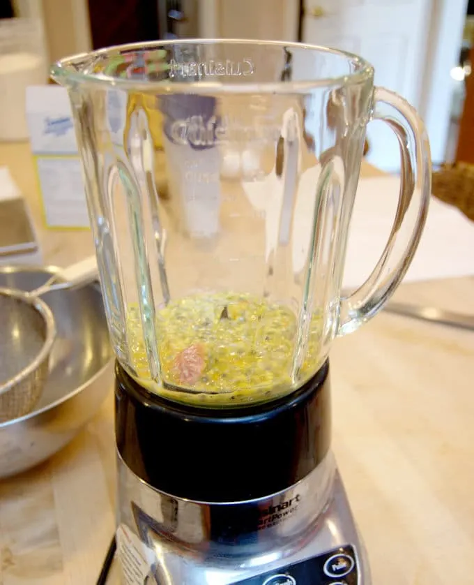 passion fruit puree in a blender