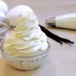 a swirl of Italian Meringue Buttercream in a bowl