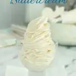 a pinterest image for italian meringue buttercream with text overlay