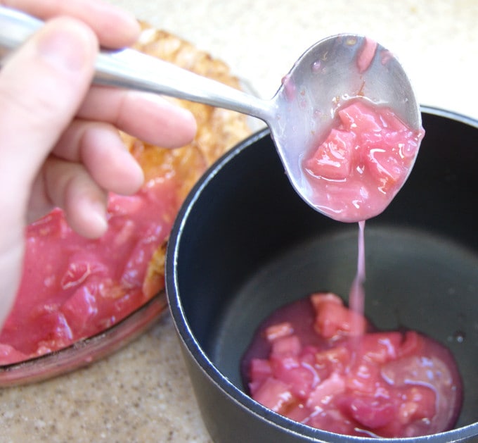 I used a small serving spoon to scoop the filling out of the crust. It just took a minute over medium high heat to set the filling.