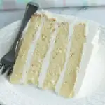 a pinterest image for vanilla butter cake with text overlay.