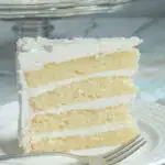 A pinterest image for vanilla butter cake with text overlay.