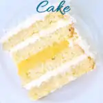 a pinterest image for coconut passion fruit cake with text overlay