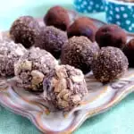 a plate of chocolate truffles
