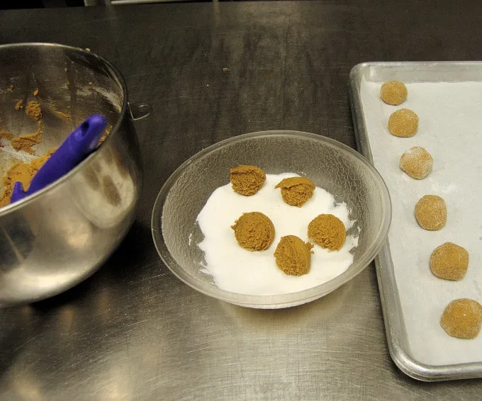 Setup for scooping cookies.