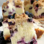 an image of blueberry crumb cake for pinterest with text overlay