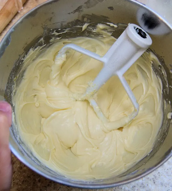 cheesecake tart filling in a mixing bowl