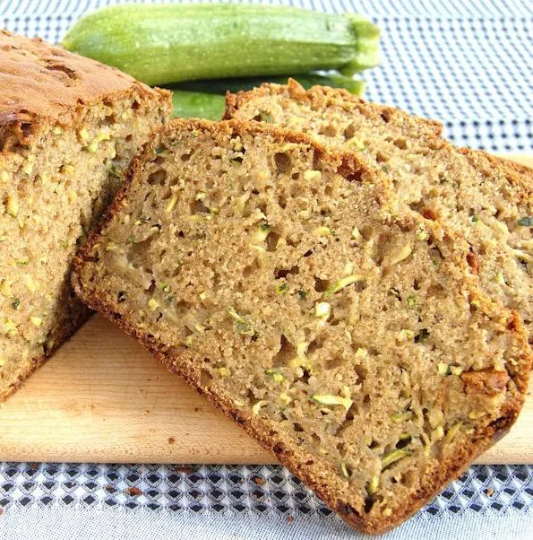 a slice of whole wheat zucchini bread.