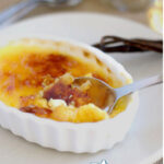 a pinterest image for creme brulee with text overlay.