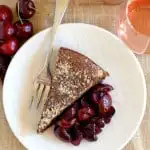 flourless chocolate cake with roasted cherries