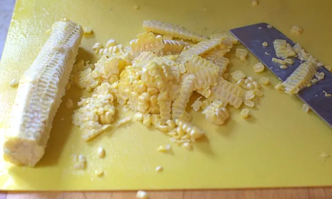 fresh corn kernels cut from the cob