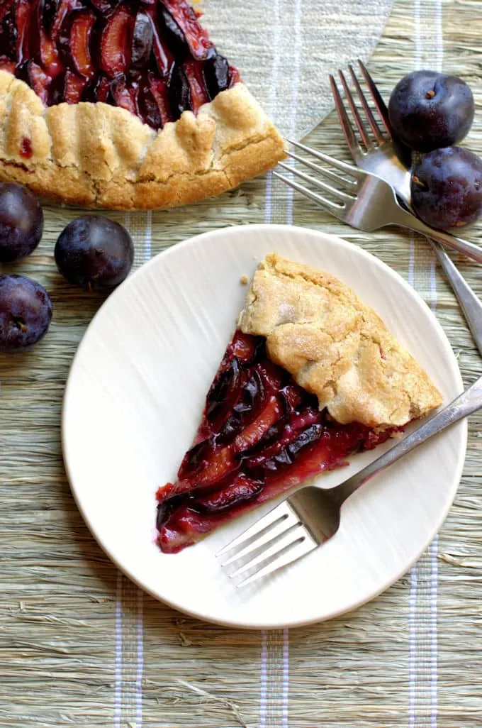 rustic plum tart with a walnut crust