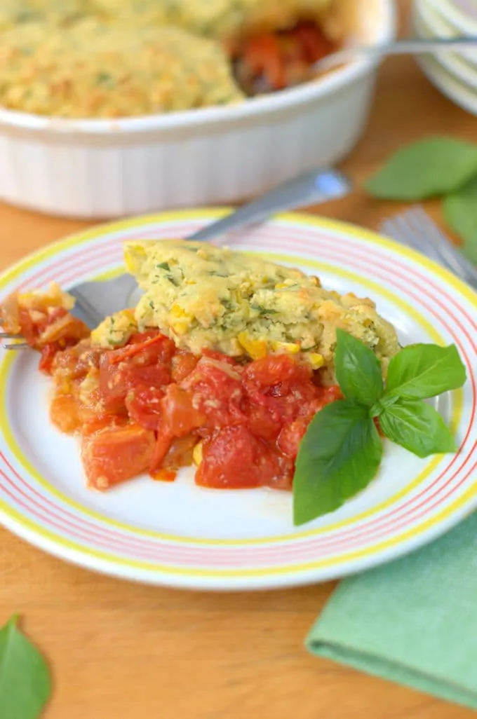 Tomato Cobbler with Cornbread Topping