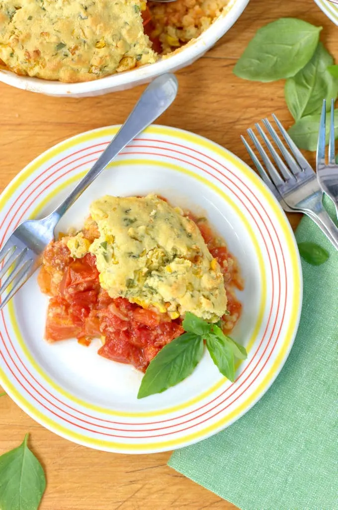tomato and corn cobbler