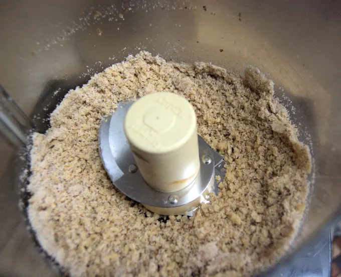 ground walnuts in a food processor