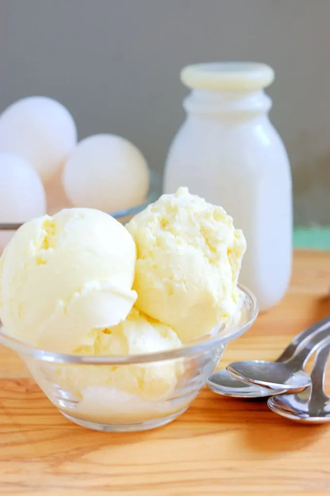 a bowl of buttermilk ice cream