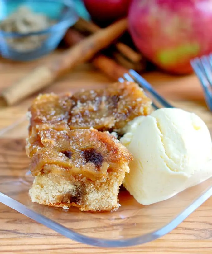 buttermilk ice cream with apple upside down cake
