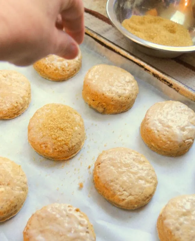 ginger scones on a sheet pan.