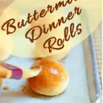 a pinterest image for buttermilk dinner rolls with text overlay.