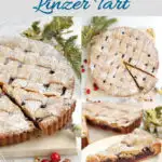 a pinterest image for cranberry linzer tart