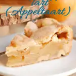 a pinterest image of dutch apple tart with text overlay