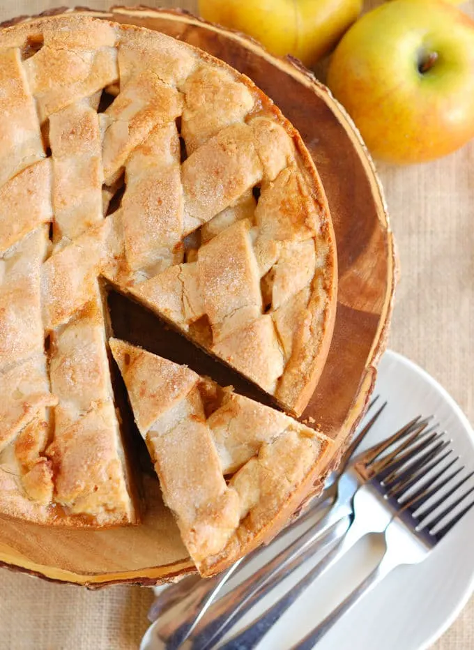 an overhead shot of a perfect Dutch Apple Tart