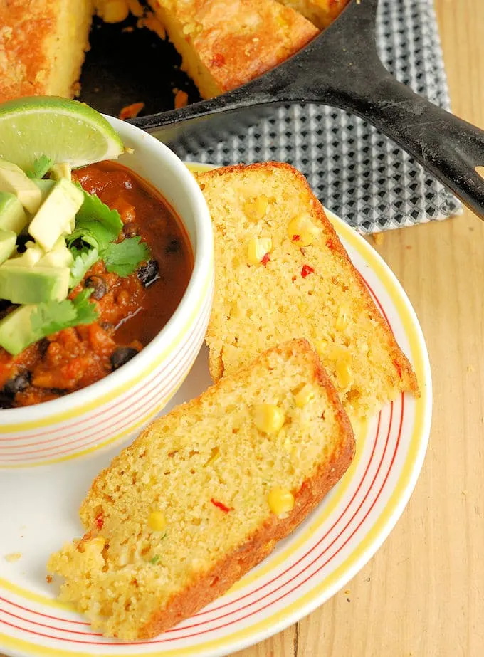 Skillet Mexican Cornbread with jalapenos & cheddar