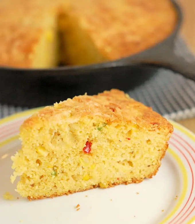 a slice of skillet cornbread