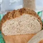 a pinterest image for bulgur wheat bread (cracked wheat bread) with text overlay