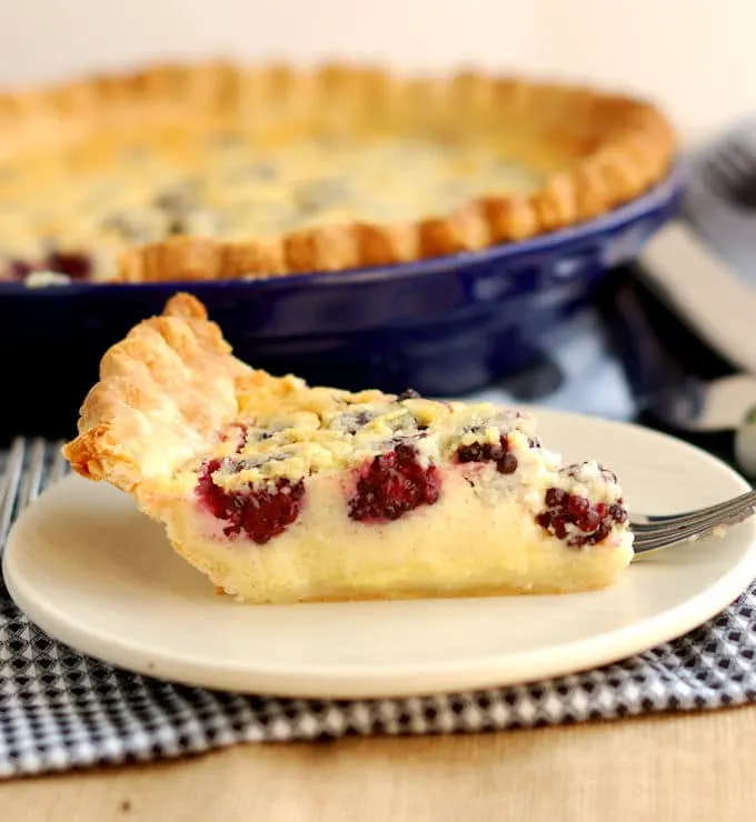 a slice of buttermilk pie in a plate