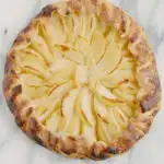 a pinterest image for pear galette with text overlay.
