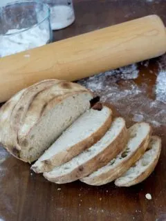 sourdough bread still warm from the wood oven