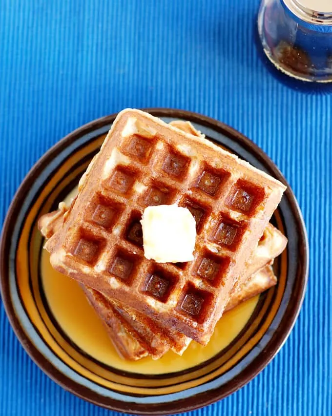 whole grain sourdough waffles