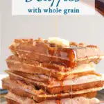 a pinterest image for sourdough waffles