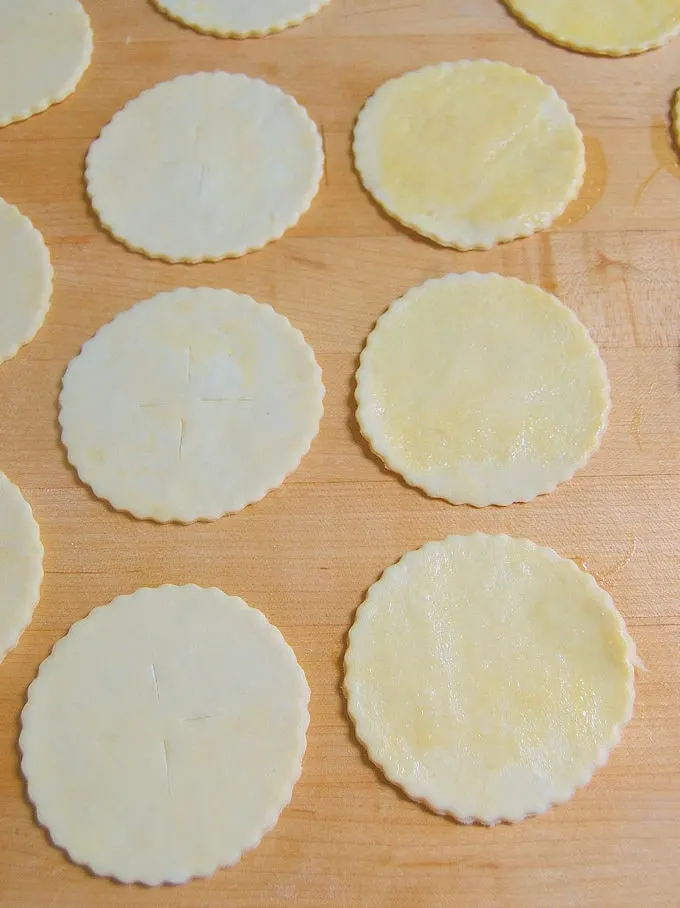 dough rounds with egg wash