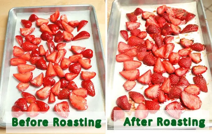 two trays of roasted strawberries