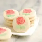 rose shortbread cookies on a plate