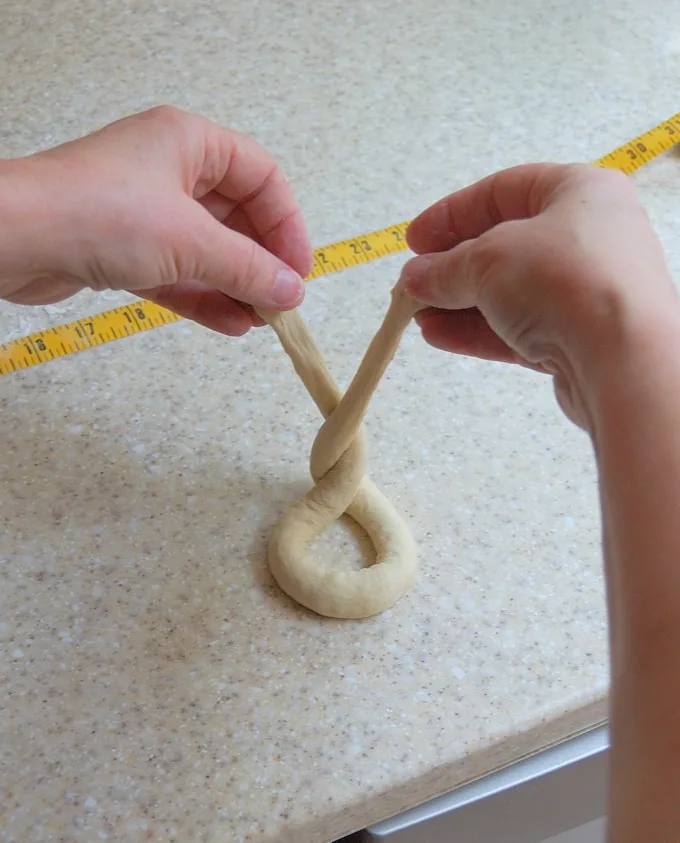showing how to shape soft pretzels