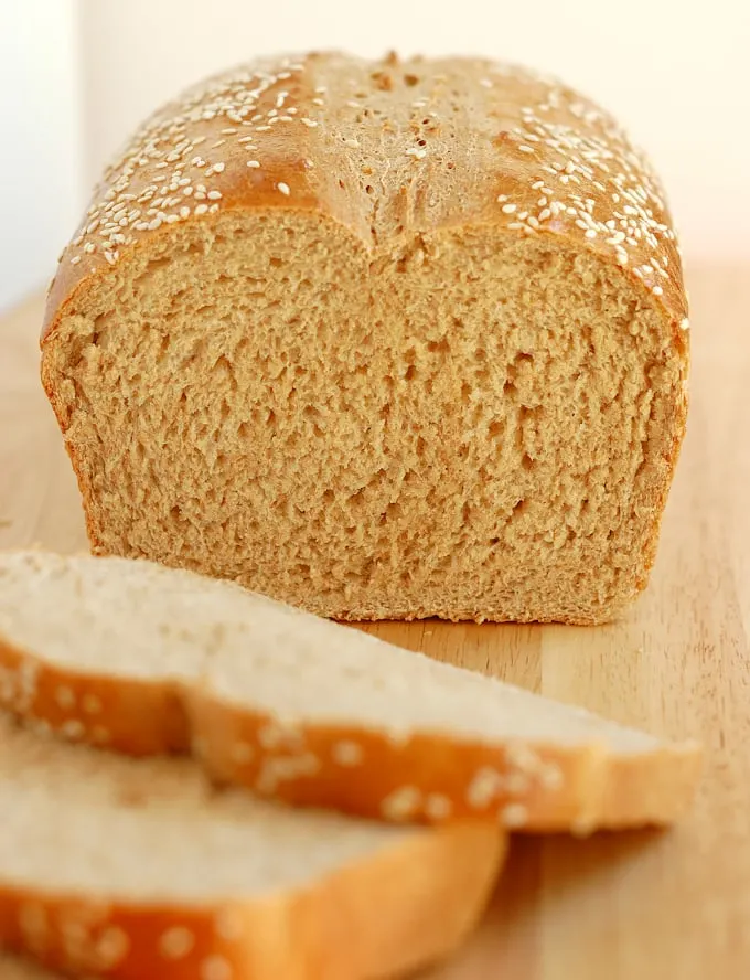 milk & honey whole wheat bread sliced.