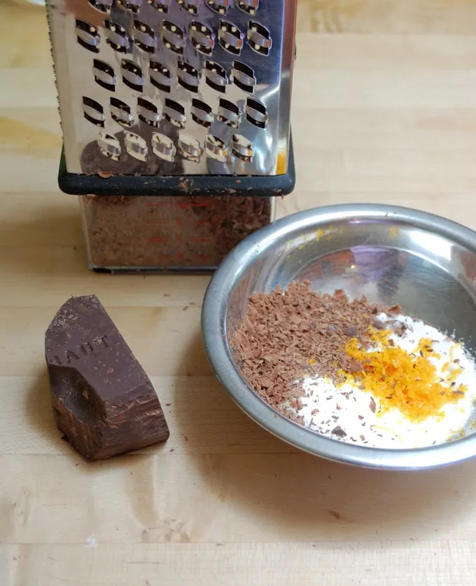 ingredients for chocolate orange dipping sugar