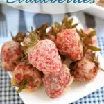 a pinterest image for tempura strawberries