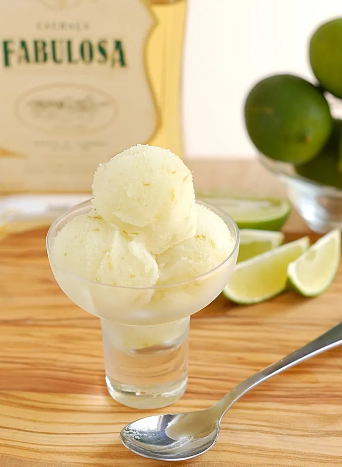 a dish of caipirinha sorbet