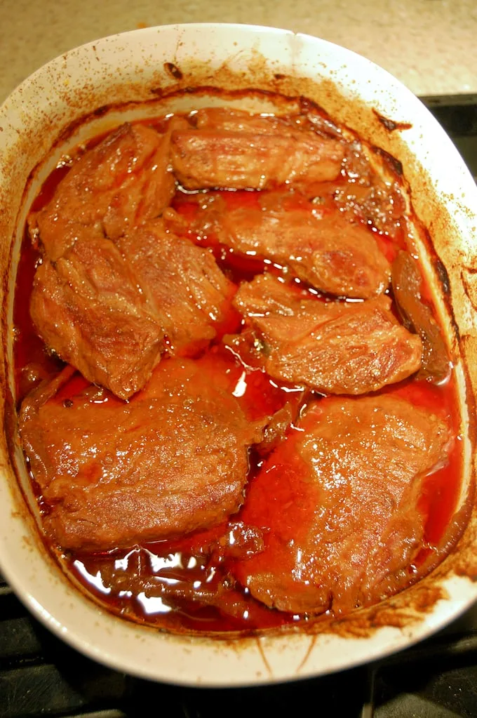 slow cooked pork in a dish