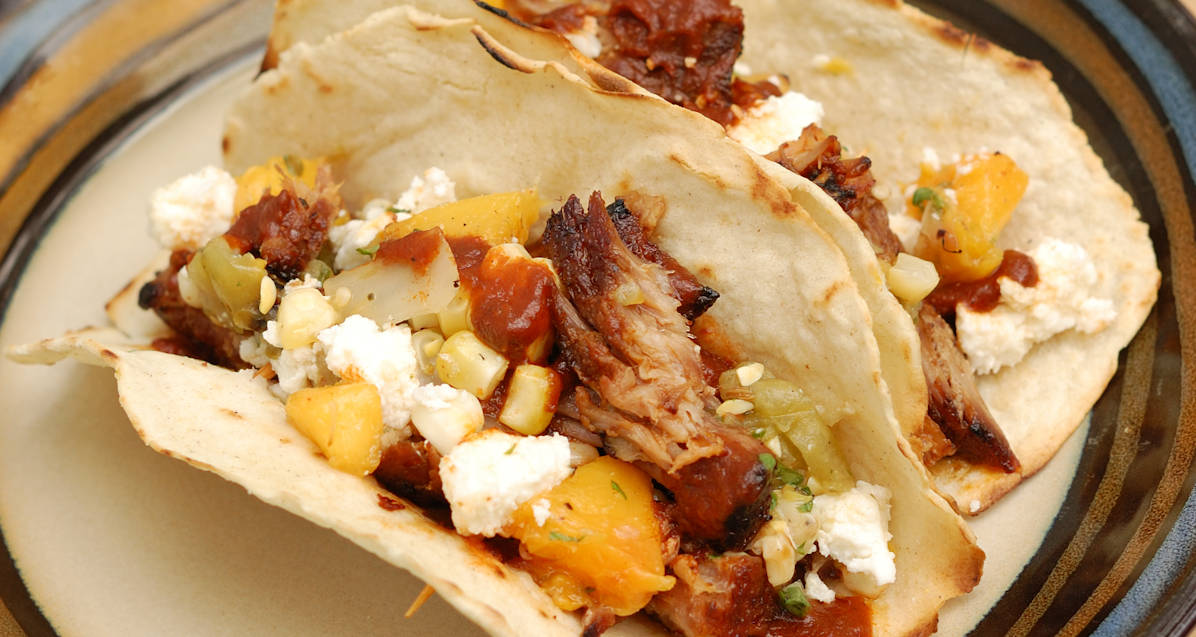 Pulled Pork Tacos with Grilled Peach Salsa SundaySupper Baking Sense