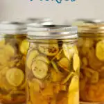 a pinterest image for bread and butter pickles