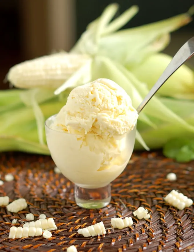 corn ice cream in a bowl