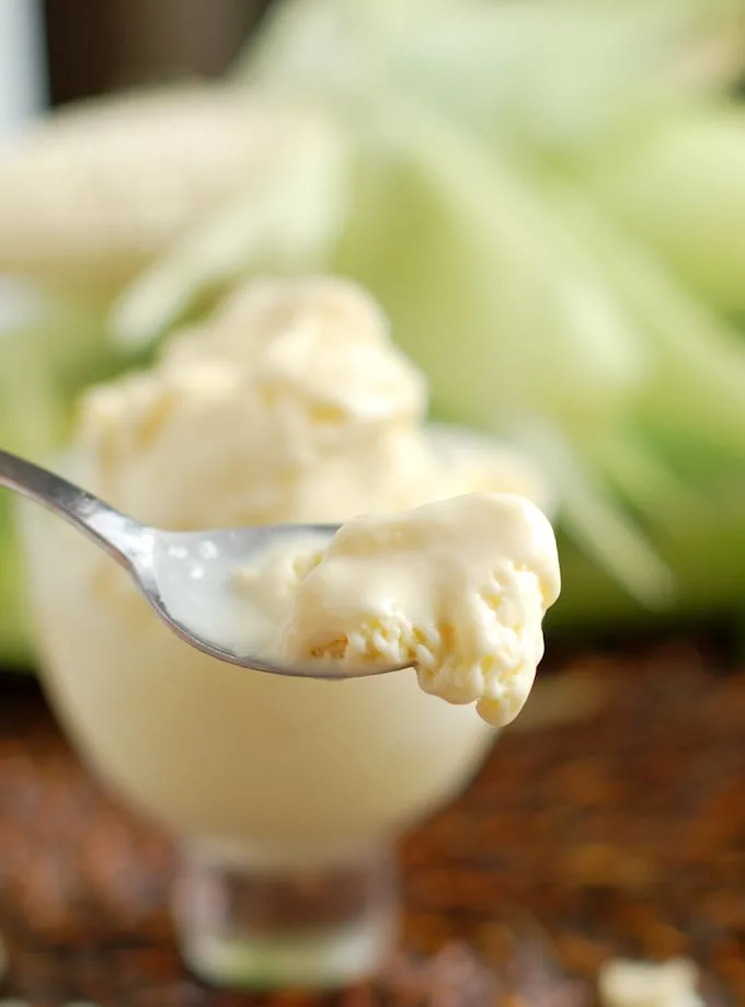 a spoonful of corn ice cream