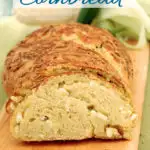 sourdough cornbread image for pinterest with text overlay