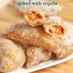 a pinterest image for fried peach hand pies with text overlay